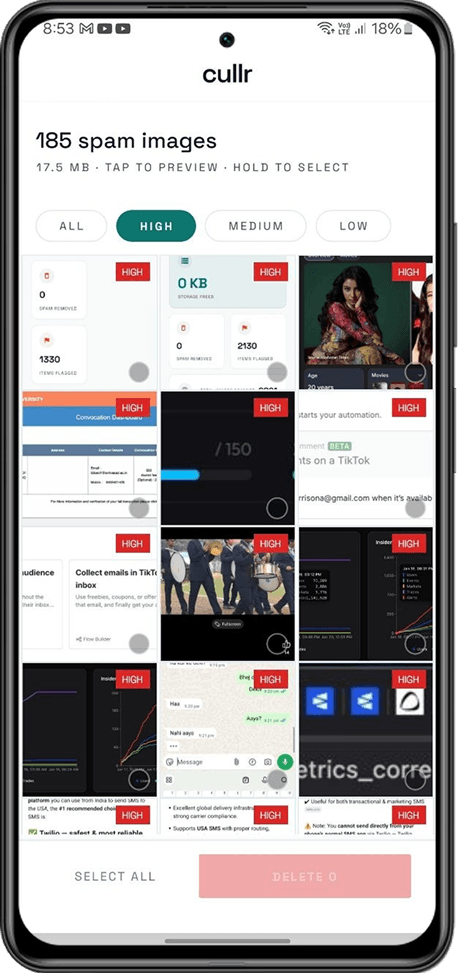 Select Images for deletion